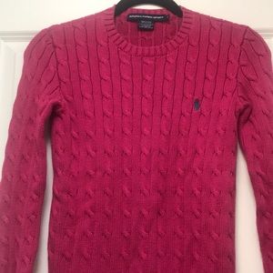 Pink Ralph Lauren Sport Cable Knit Sweater
